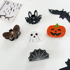 Halloween Cute and Bizarre Pumpkin Bat Pattern Women's Plastic Grabbing Festival Party Role Playing Matching Hair Accessories