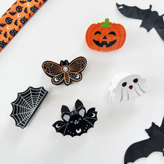 Halloween Cute and Bizarre Pumpkin Bat Pattern Women's Plastic Grabbing Festival Party Role Playing Matching Hair Accessories