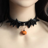 Halloween Little Devil Wings Choker Pumpkin Head Small Bell Collar Costume with Accessories