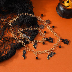 Aihua Fashion Halloween Ghost Bat Spider Necklaces Set for Women Grunge Halloween Pumpkin Bracelet Necklace Jewelry Gifts