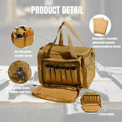 Gun Range Bag Outdoor Hunting Training Shooting Tactical Pistol Gun Case Hiking Camping Large Capacity Handbag