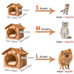 Foldable Pet House Removable Washable Cat House Puppy Cave Sofa Bed