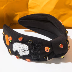 Halloween Theme Headband For Women, With Diamonds, Rice Beads,Letters, Boo, Ghost Pumpkin Accessories, Decoration, Holiday