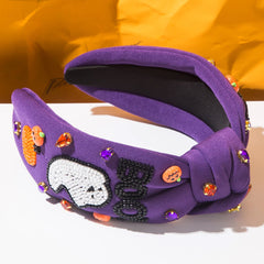 Halloween Theme Headband For Women, With Diamonds, Rice Beads,Letters, Boo, Ghost Pumpkin Accessories, Decoration, Holiday