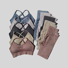 Gym Set Impact Legging Cross Back Sport Bra 2pc Tracksuit Athletic Women Workout Suit Training Running Outfit