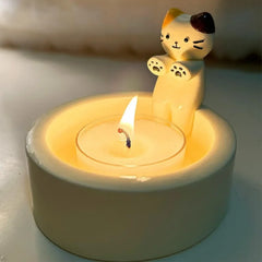 Kitten Candle Holder Cute Cat Candlestick Creative Aromatherapy Candle Holder Durable High Tempe Cartoon Candlestick Decorations