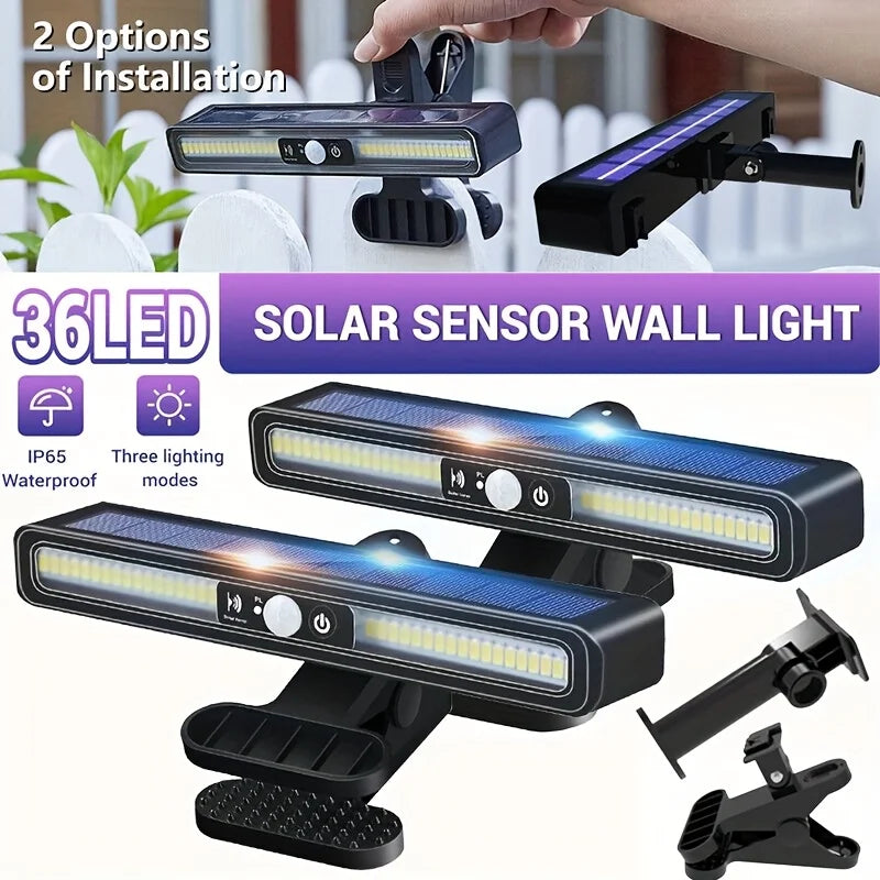 Outdoor Solar Sensor Light - Clip-on & Wall-mounted Dual-purpose, Suitable for Camping, Garage, Courtyard, Commercial Use