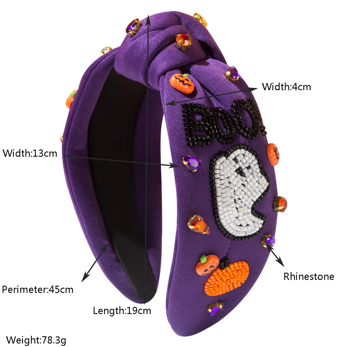 Halloween Theme Headband For Women, With Diamonds, Rice Beads,Letters, Boo, Ghost Pumpkin Accessories, Decoration, Holiday