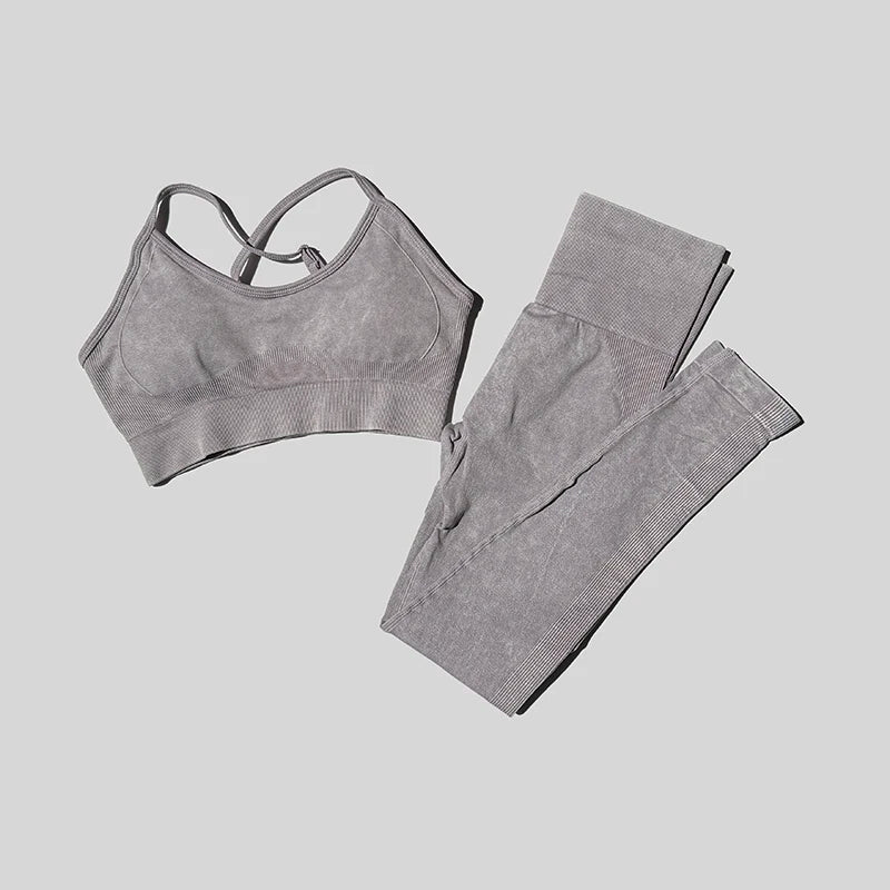 Gym Set Impact Legging Cross Back Sport Bra 2pc Tracksuit Athletic Women Workout Suit Training Running Outfit