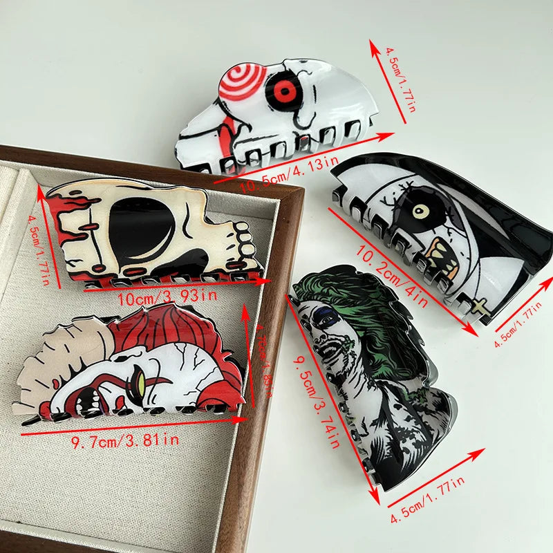 Halloween Hair Accessories Ghost Hair Clip for Women Girls Red Horns Hairpin Skull Claw Y2K Gothic Hair Jewelry 2023 New HangZhi