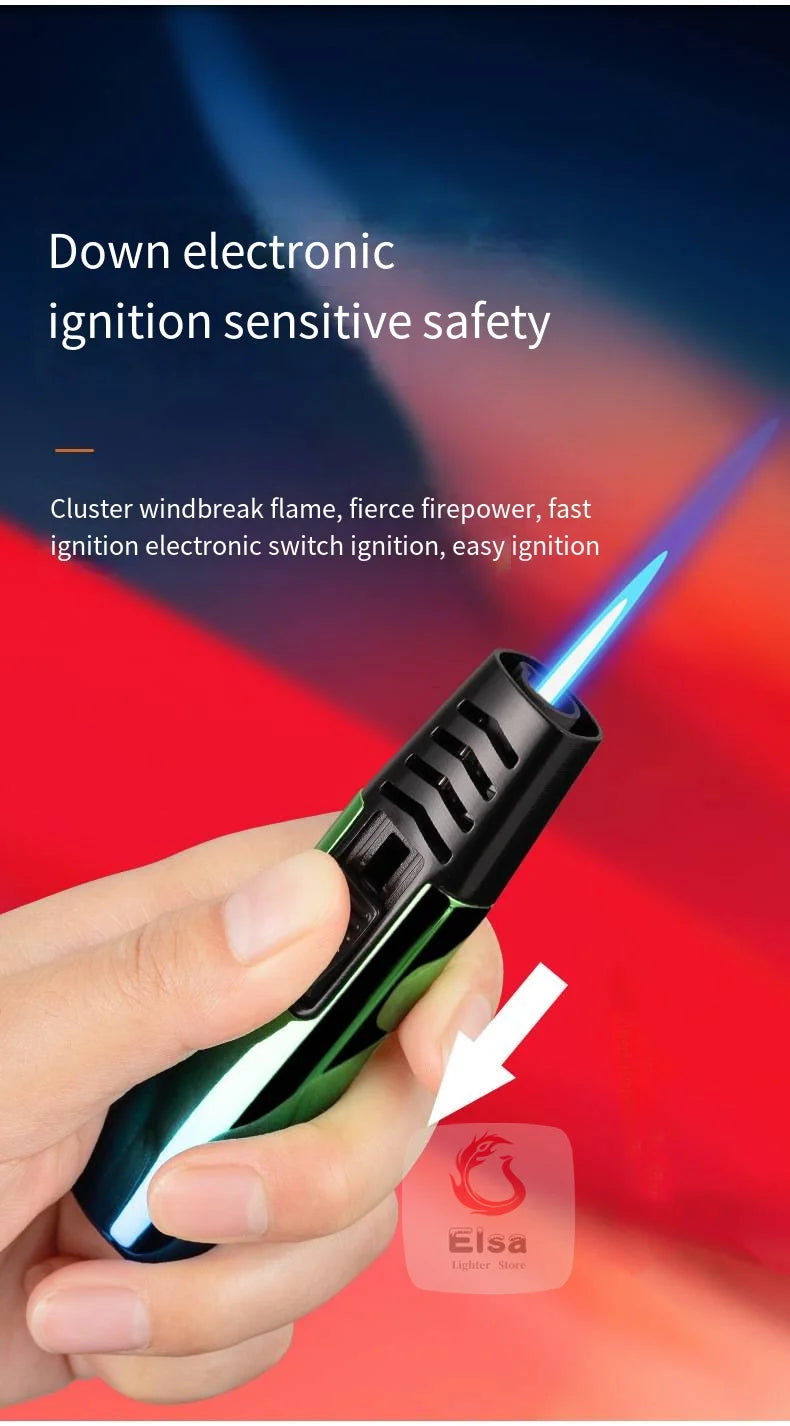 Household Lighter Inflatable Lighter Metal Smoking Gadget Electric Torch Lighter Men's Cigar Lighter Cigarette Accessories Gift