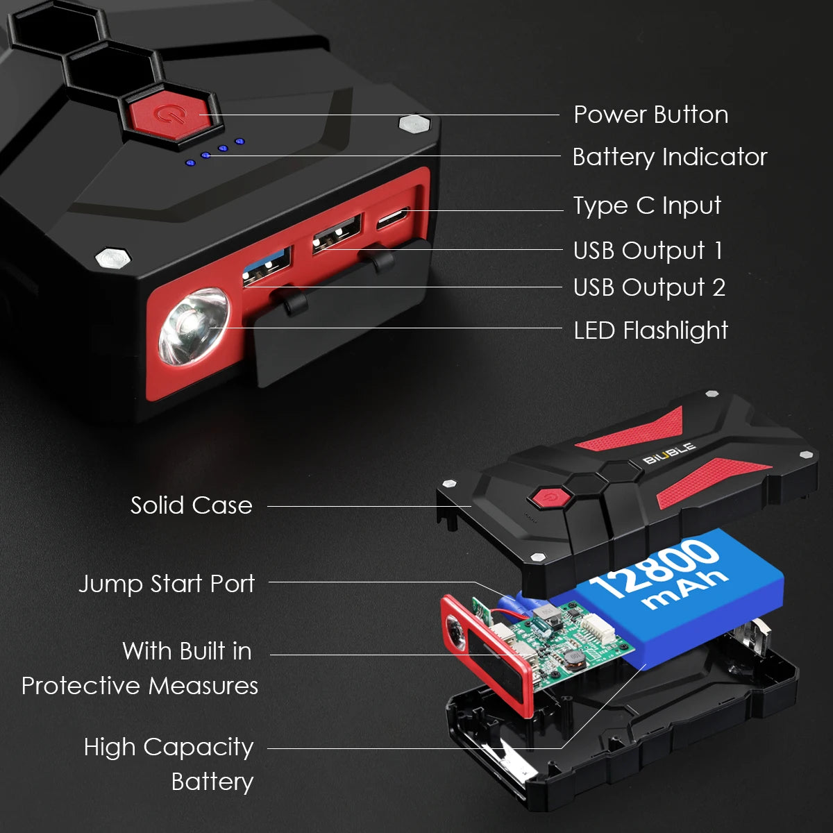 Jump Starter 4000A Peak Car Battery Booster with USB QC 3.0