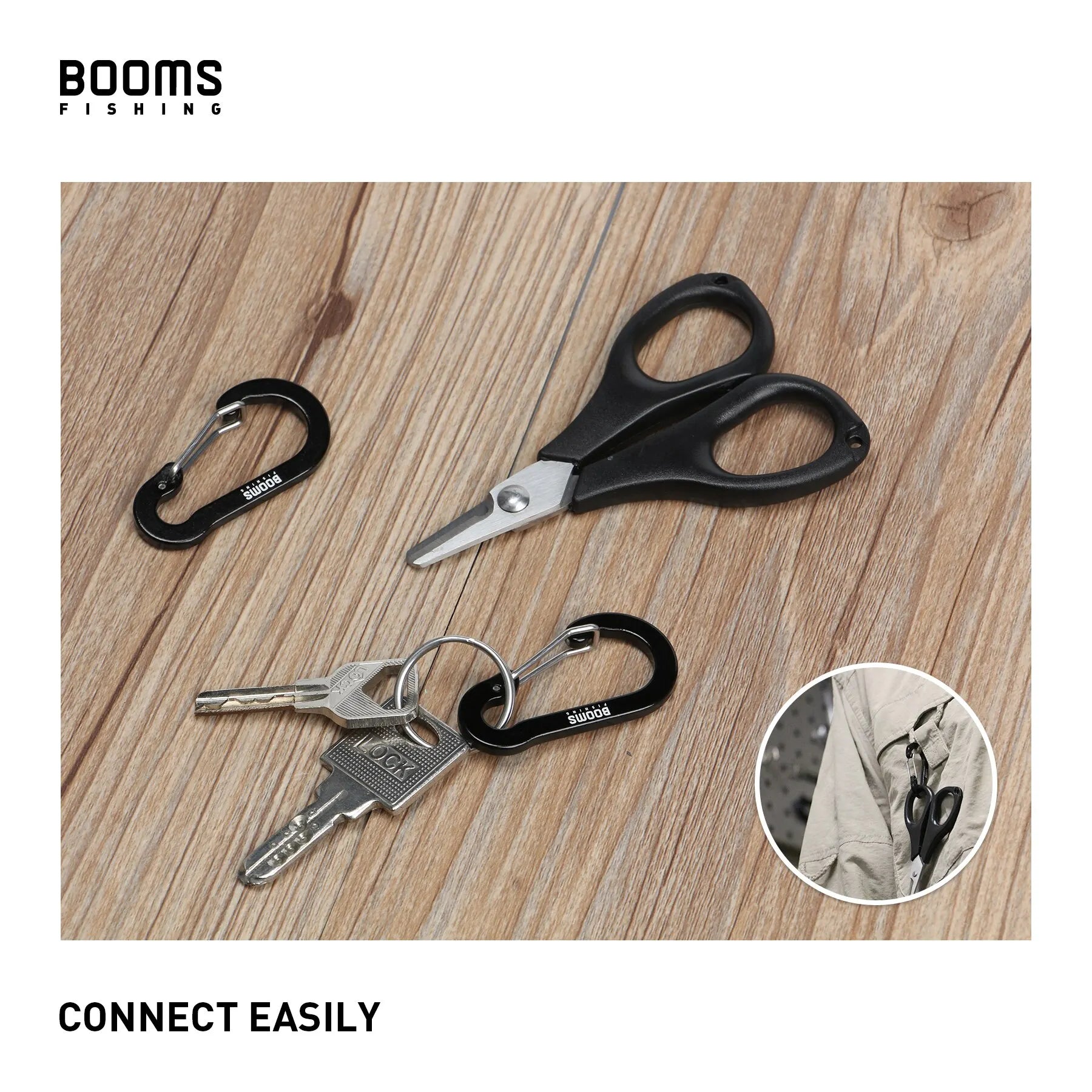 Booms Fishing CC1 6Pcs Aluminum Alloy Carabiner Keychain Outdoor Camping Climbing Snap Clip Lock Buckle Hook Fishing Accessories