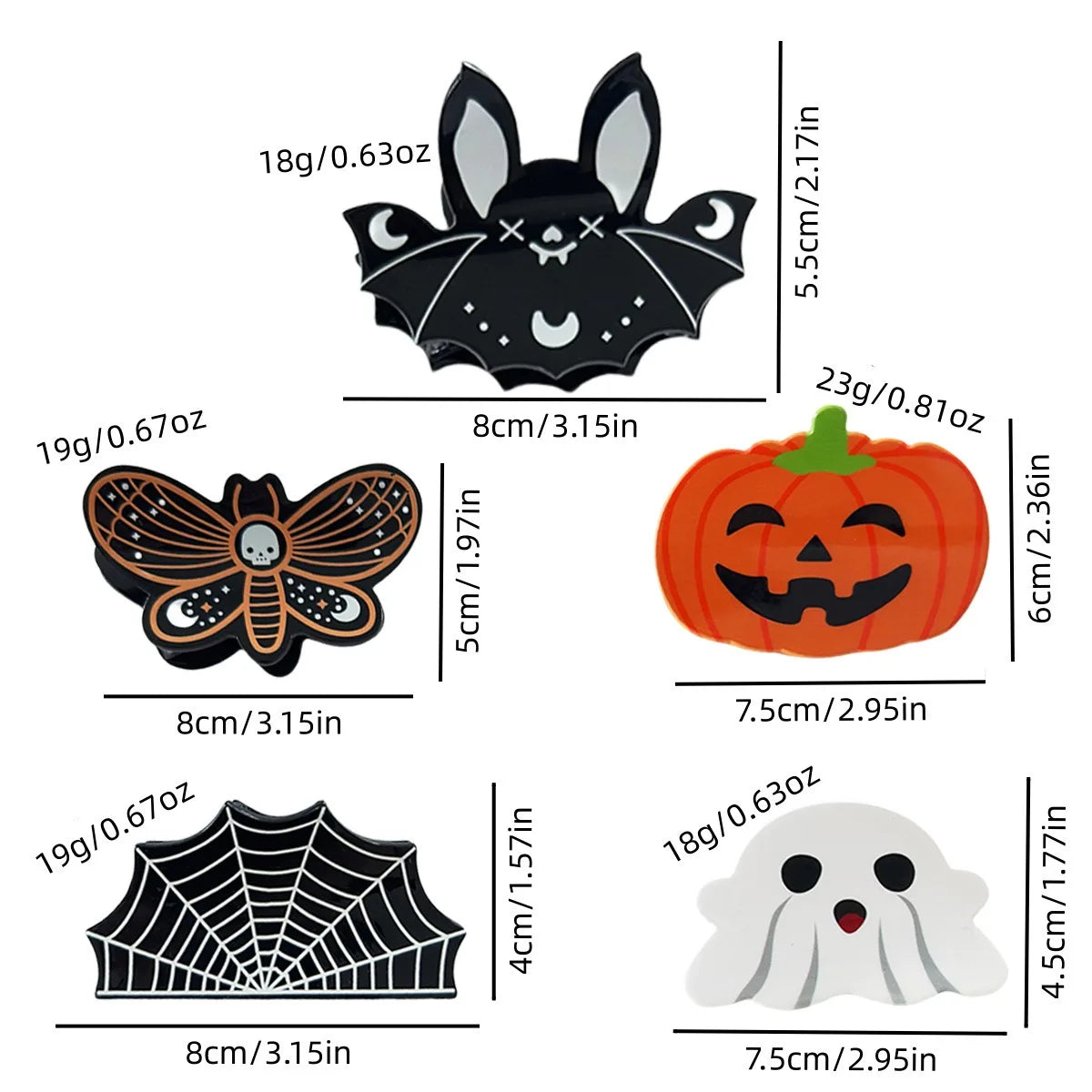 Halloween Cute and Bizarre Pumpkin Bat Pattern Women's Plastic Grabbing Festival Party Role Playing Matching Hair Accessories