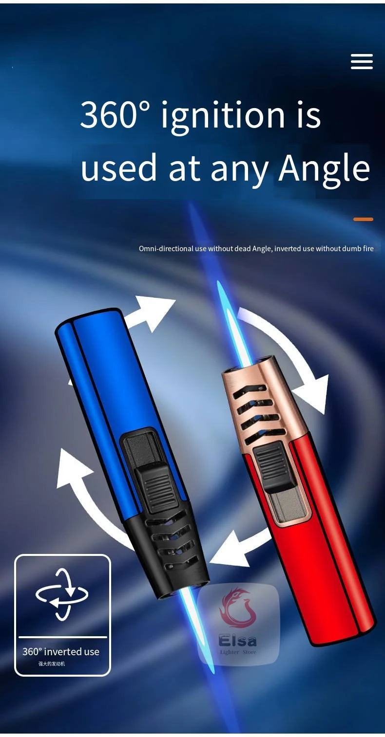 Household Lighter Inflatable Lighter Metal Smoking Gadget Electric Torch Lighter Men's Cigar Lighter Cigarette Accessories Gift