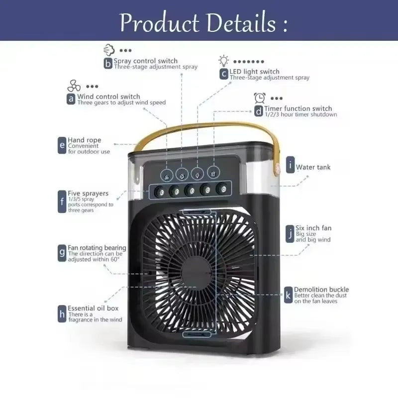 portable three in one fan, air conditioner small household air cooler