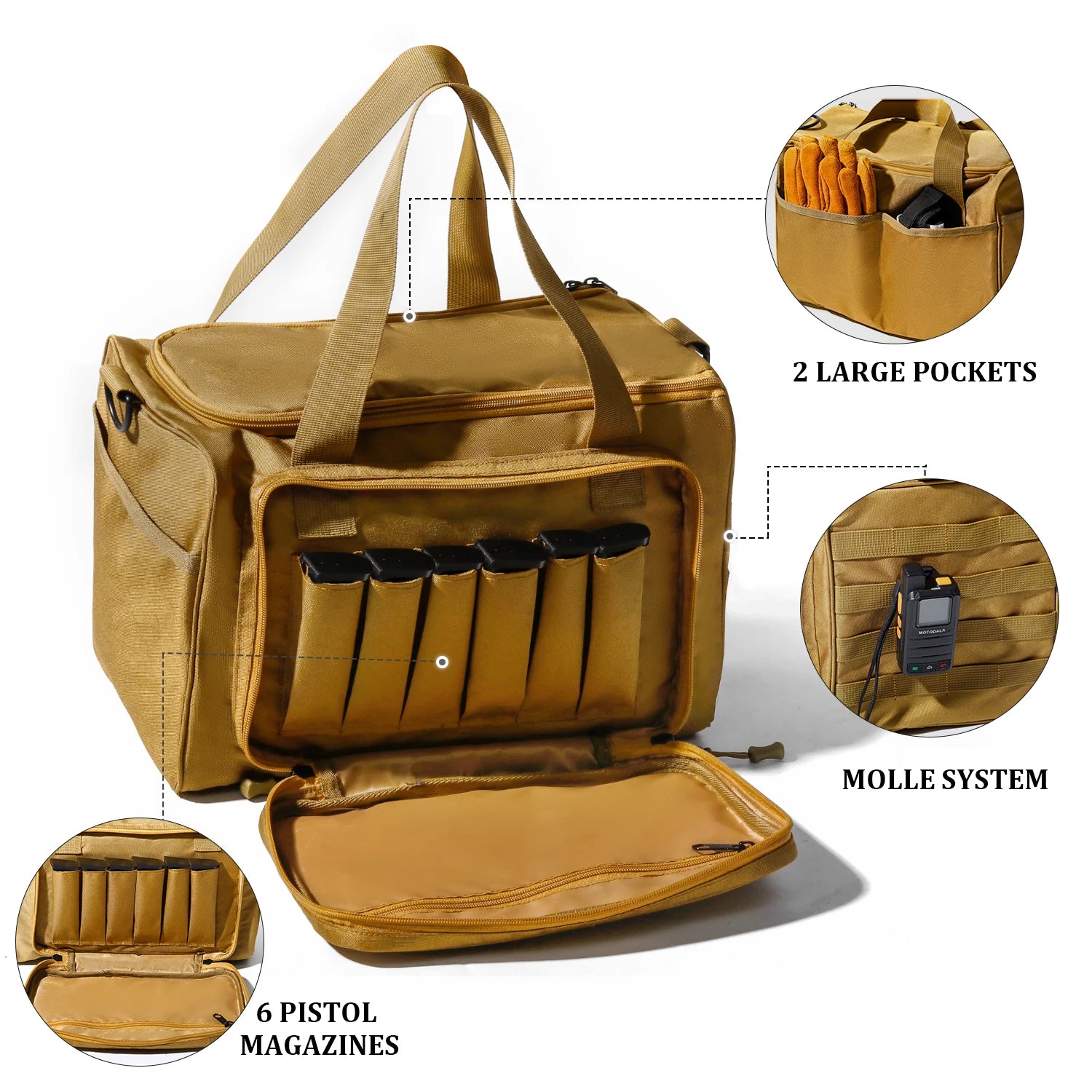 Gun Range Bag Outdoor Hunting Training Shooting Tactical Pistol Gun Case Hiking Camping Large Capacity Handbag