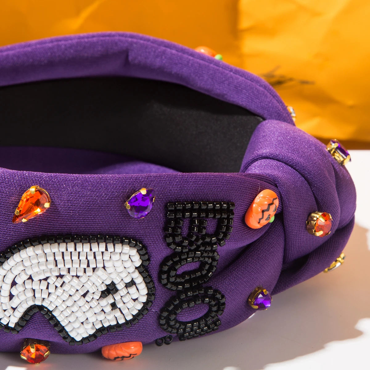 Halloween Theme Headband For Women, With Diamonds, Rice Beads,Letters, Boo, Ghost Pumpkin Accessories, Decoration, Holiday