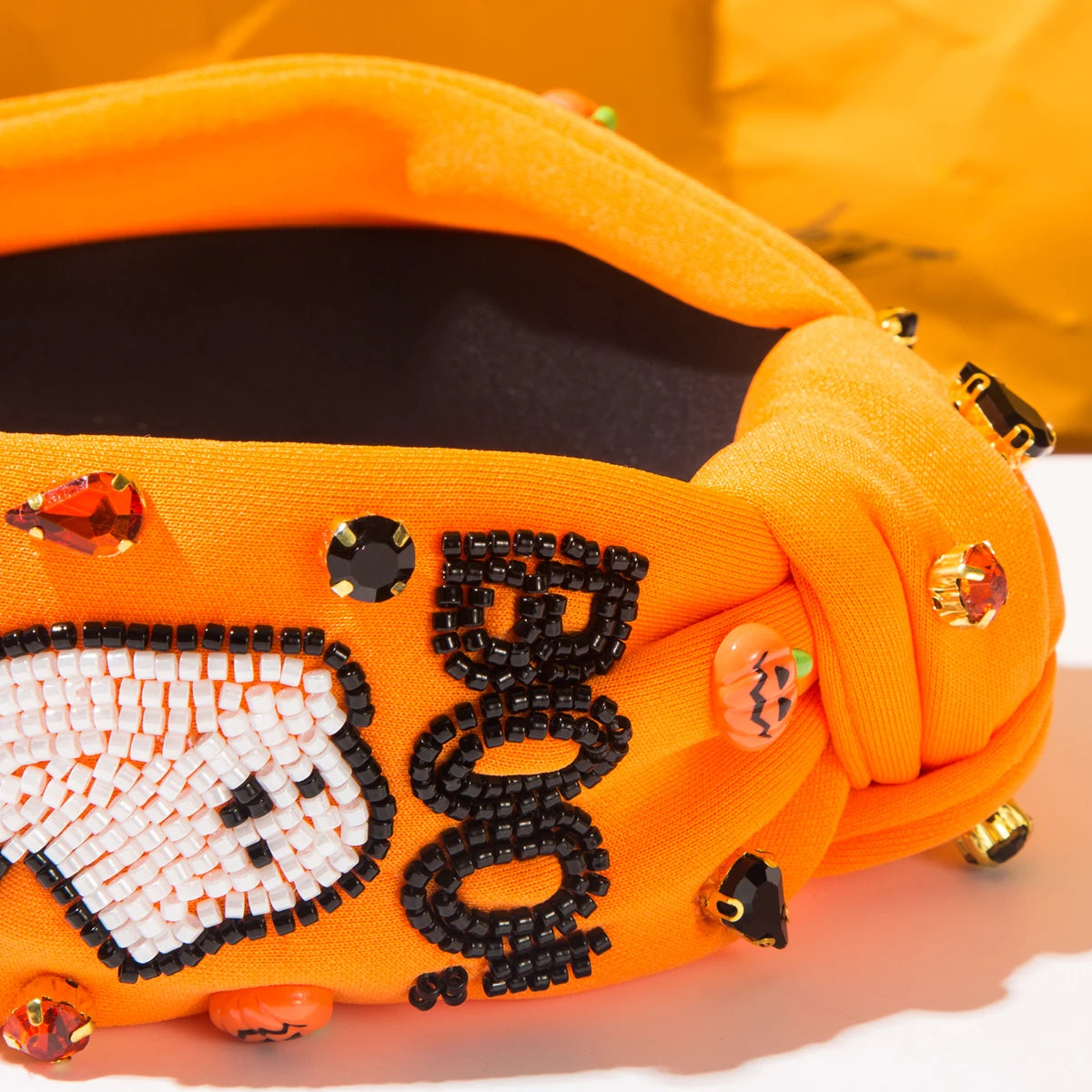 Halloween Theme Headband For Women, With Diamonds, Rice Beads,Letters, Boo, Ghost Pumpkin Accessories, Decoration, Holiday