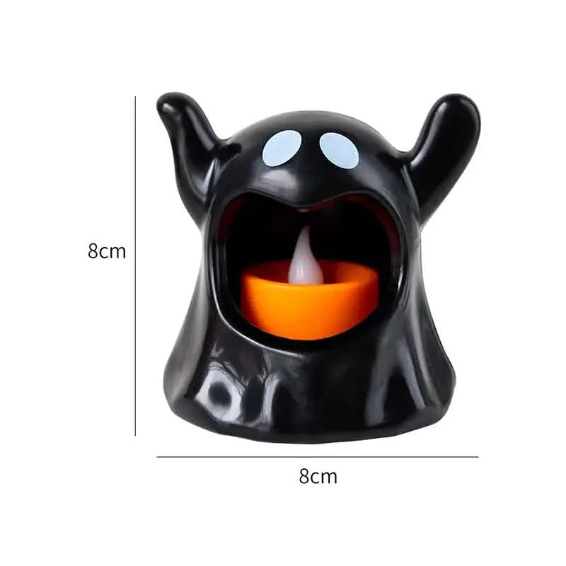 2025 New Halloween Ghost Lamp With LED Flameless Candles Decorative Halloween Party Ghosts Horror Atmosphere Props Decoration