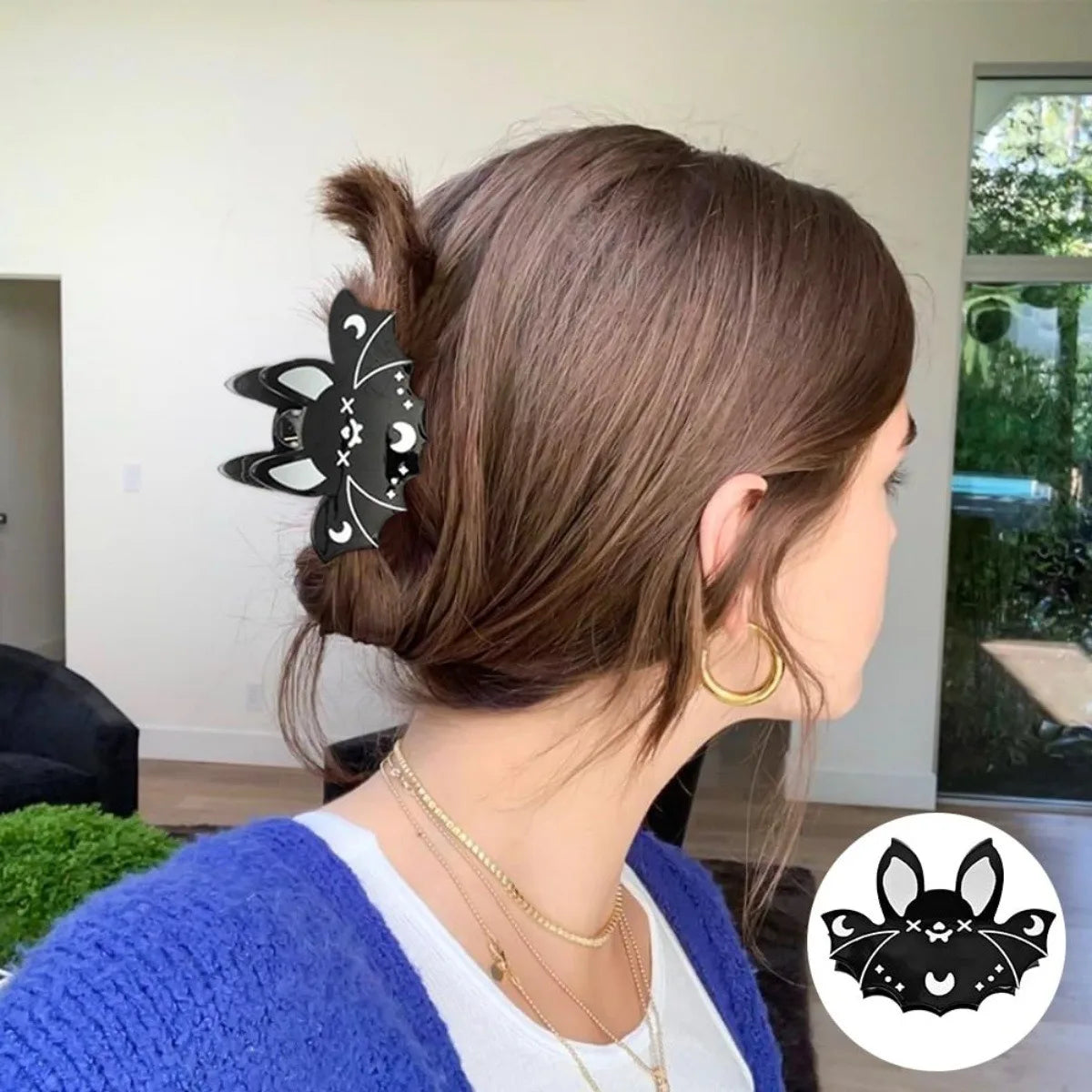 Halloween Cute and Bizarre Pumpkin Bat Pattern Women's Plastic Grabbing Festival Party Role Playing Matching Hair Accessories