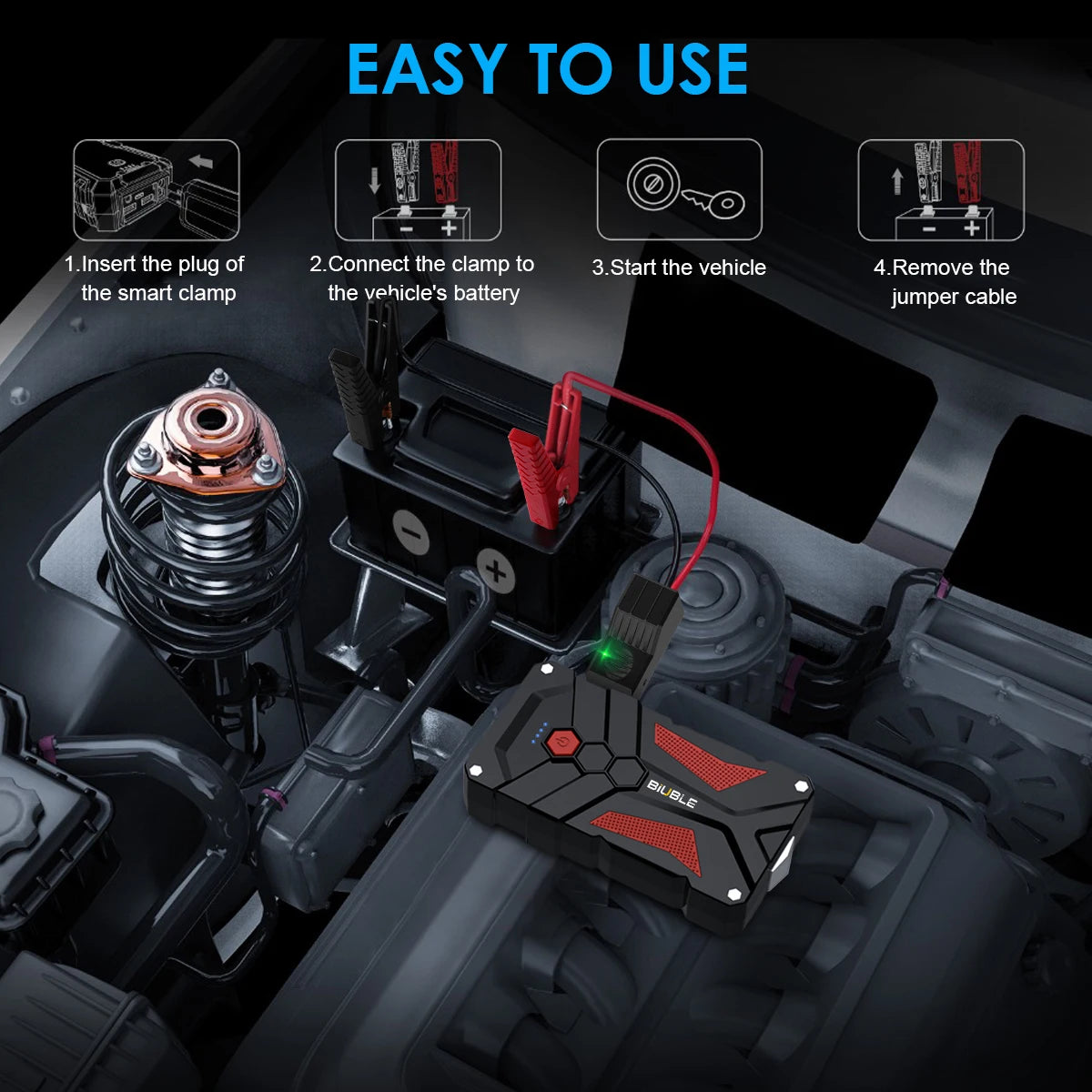 Jump Starter 4000A Peak Car Battery Booster with USB QC 3.0