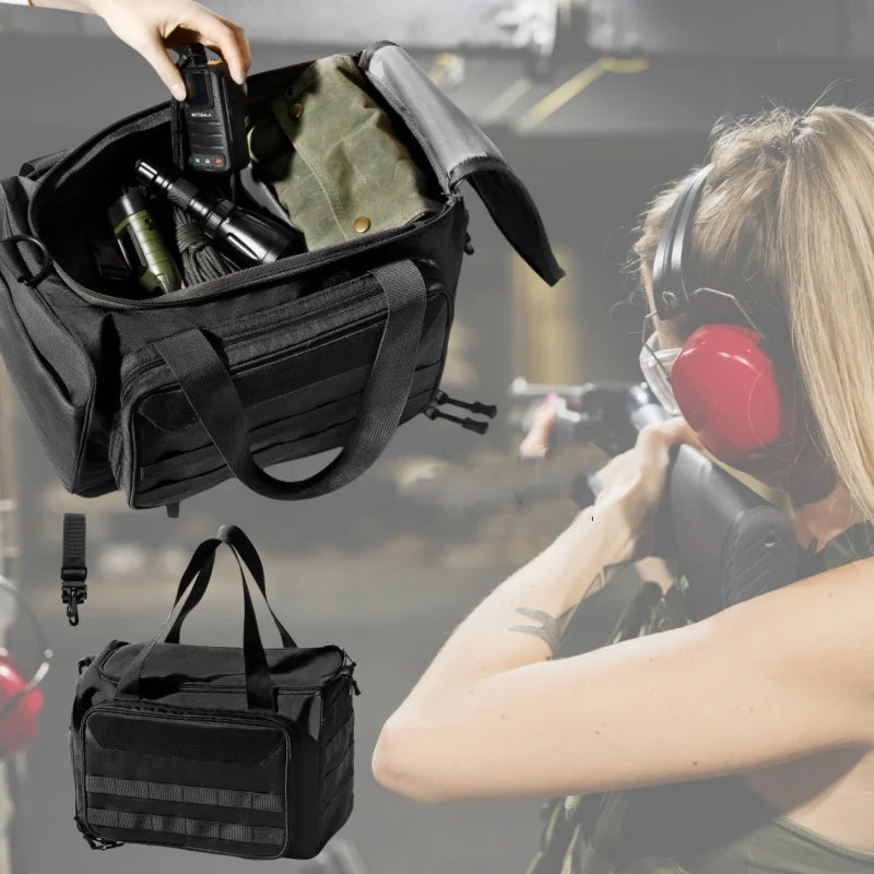 Gun Range Bag Outdoor Hunting Training Shooting Tactical Pistol Gun Case Hiking Camping Large Capacity Handbag