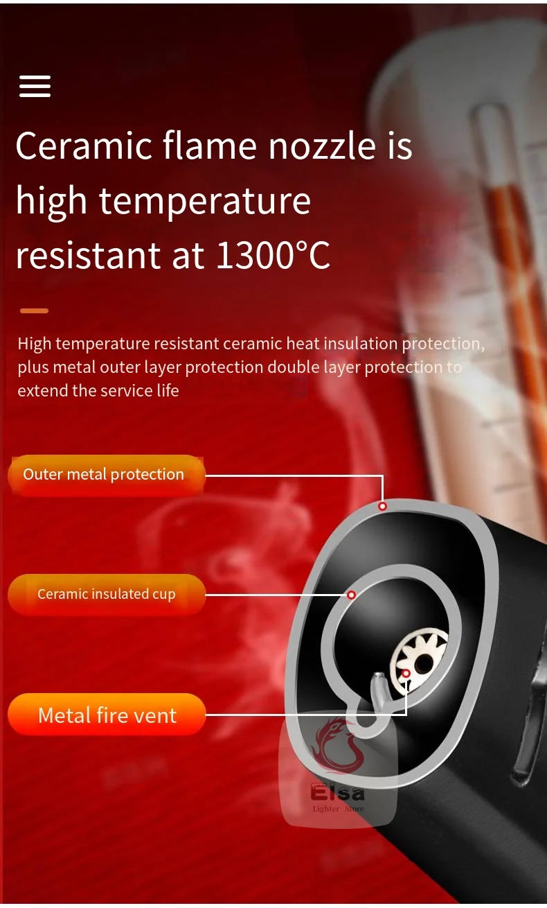 Household Lighter Inflatable Lighter Metal Smoking Gadget Electric Torch Lighter Men's Cigar Lighter Cigarette Accessories Gift