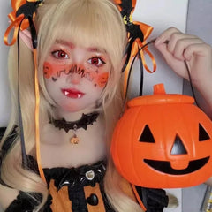 Halloween Little Devil Wings Choker Pumpkin Head Small Bell Collar Costume with Accessories