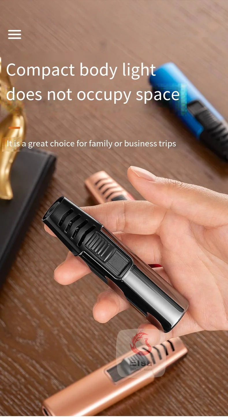 Household Lighter Inflatable Lighter Metal Smoking Gadget Electric Torch Lighter Men's Cigar Lighter Cigarette Accessories Gift