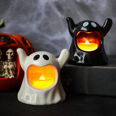2025 New Halloween Ghost Lamp With LED Flameless Candles Decorative Halloween Party Ghosts Horror Atmosphere Props Decoration